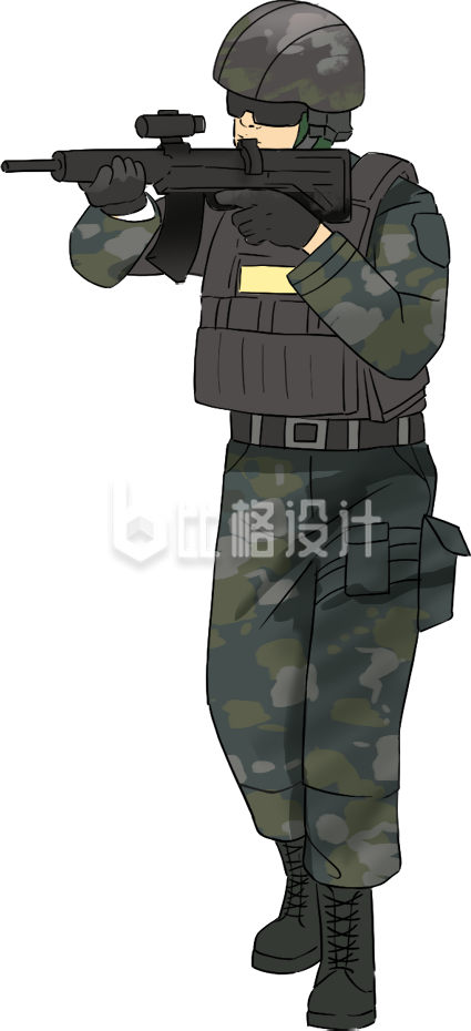 军人手绘插画
