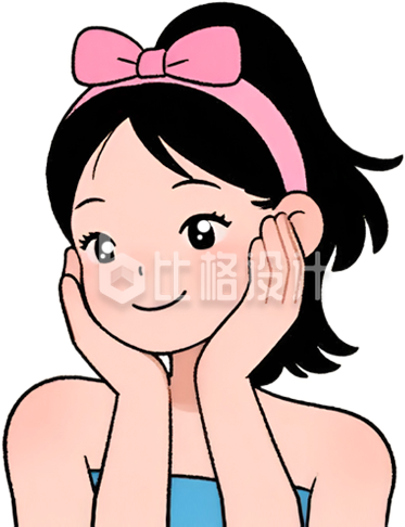 美少女护肤手绘美容插画