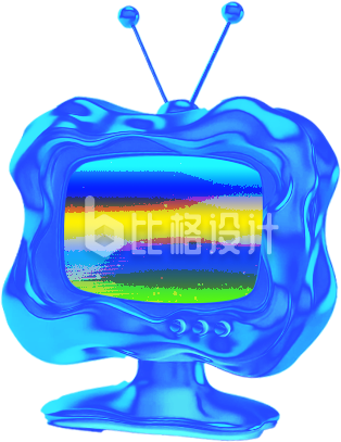 手绘蓝色酸性风电视机