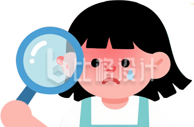 小女孩过敏难过手绘插画