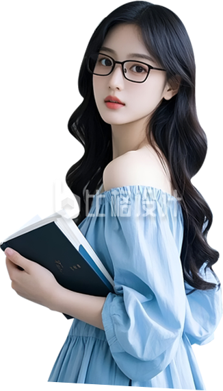 女大学生读书实景