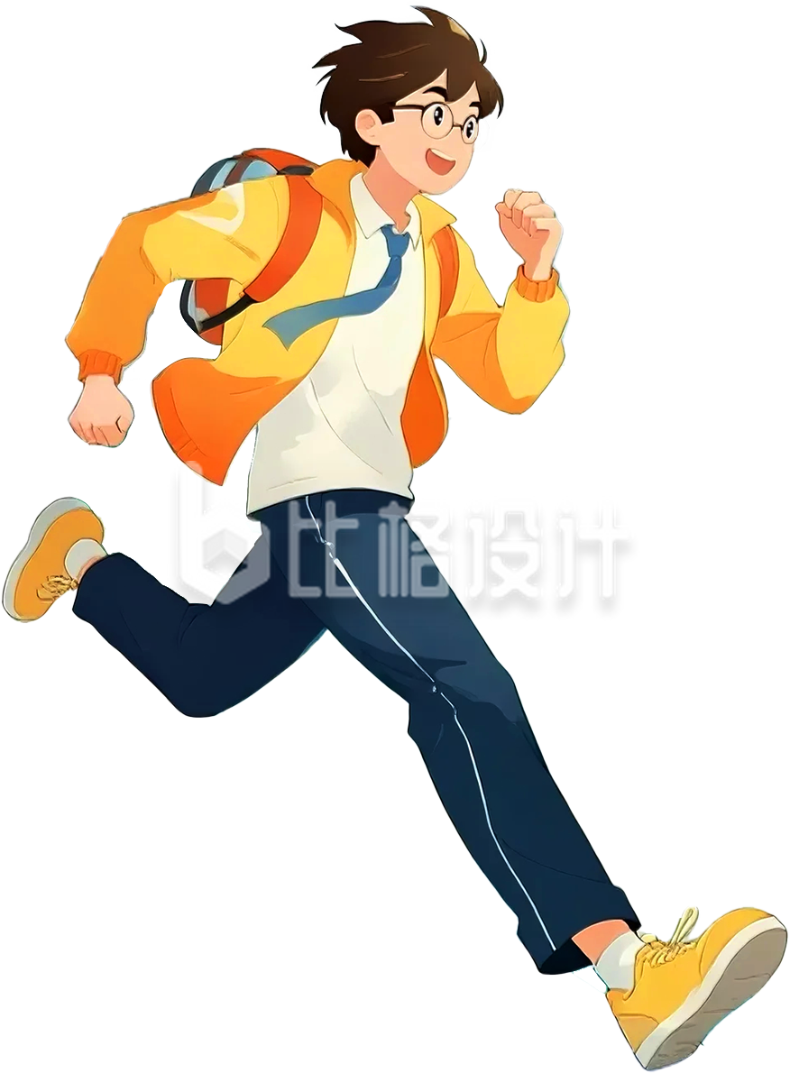 手绘黄衣服男生奔跑