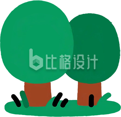 手绘绿色卡通树木