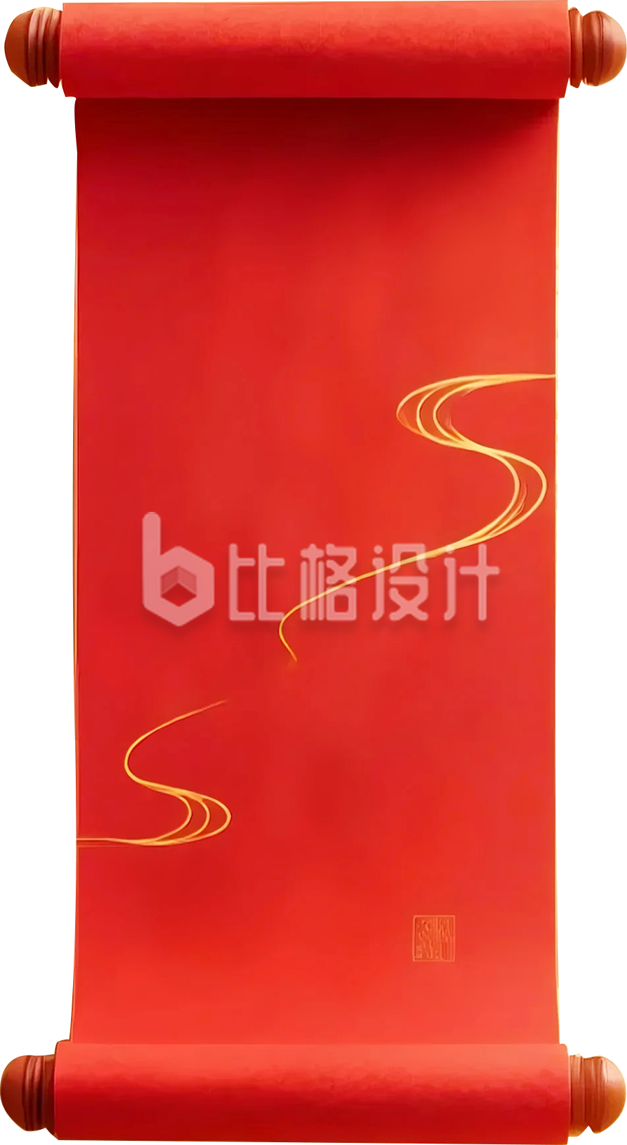 红色手绘卷轴