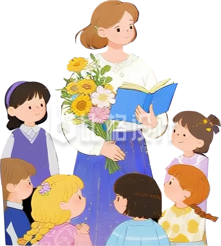 手绘教师学生