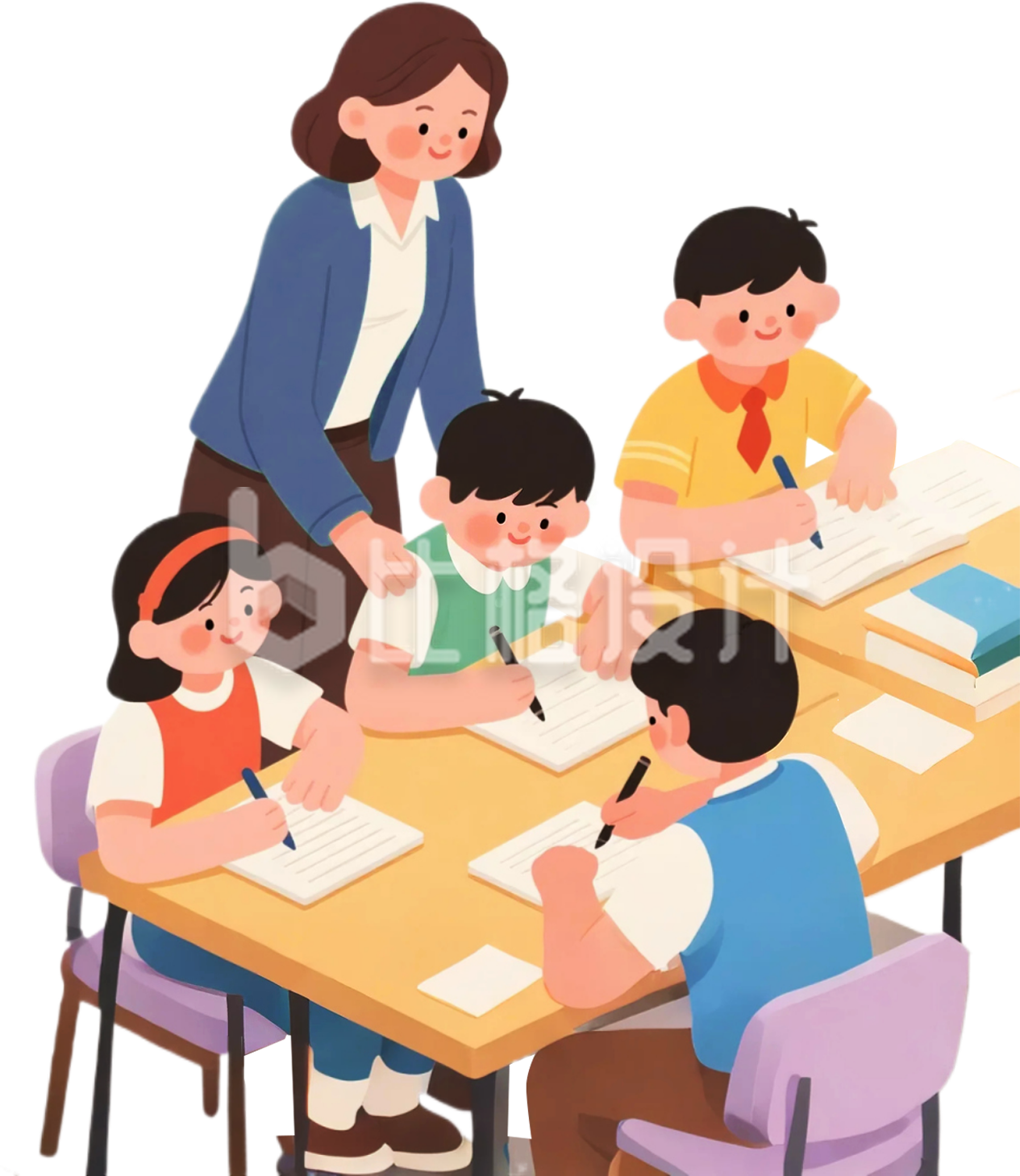 手绘老师学生教育场景
