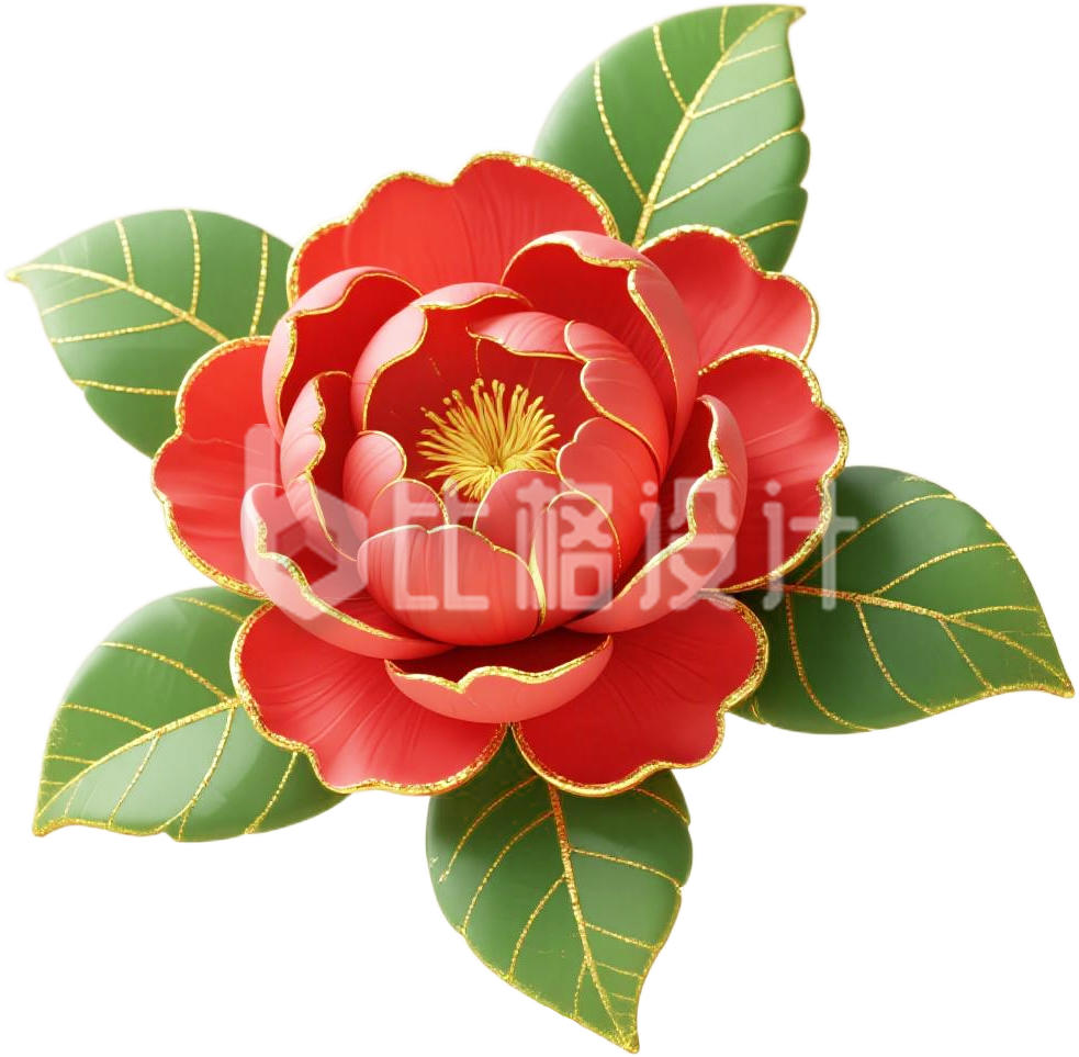 红色3D牡丹花