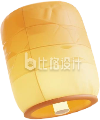 3D黄色孔明灯