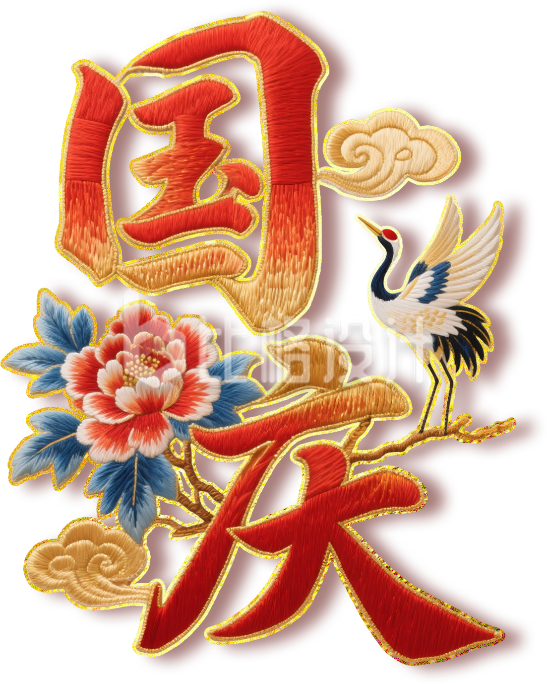 国庆节刺绣牡丹