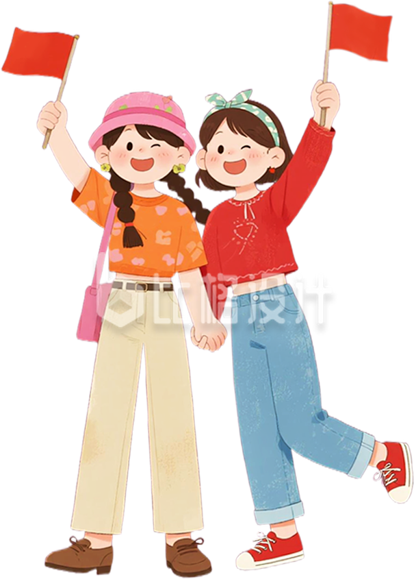 手绘两个女孩