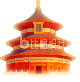手绘天坛建筑