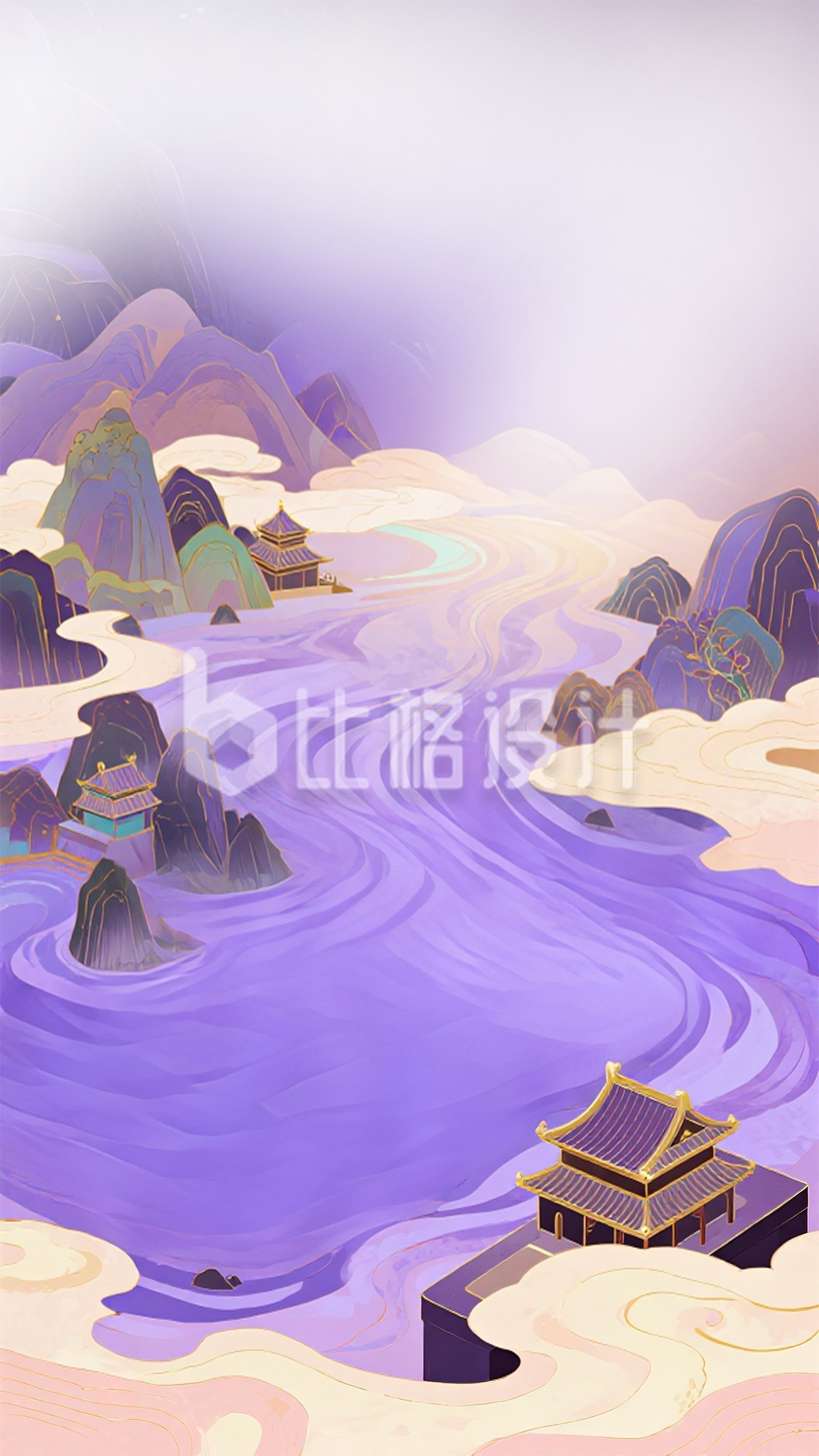 山水水墨插画