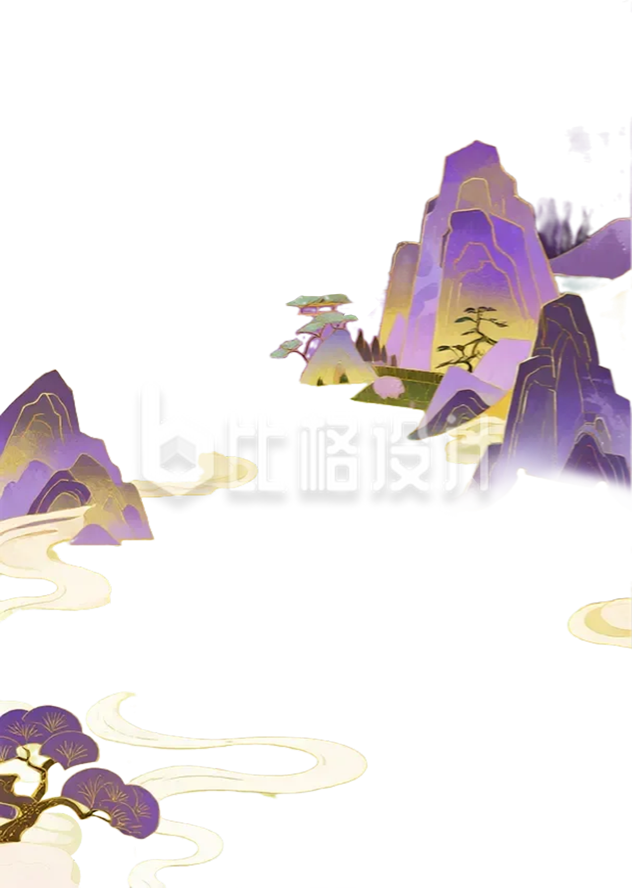 山水水墨插画