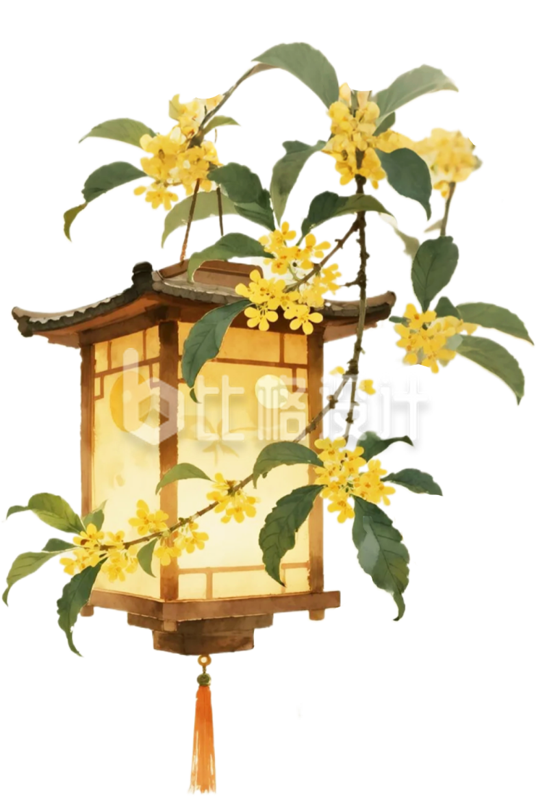 手绘中秋灯笼桂花