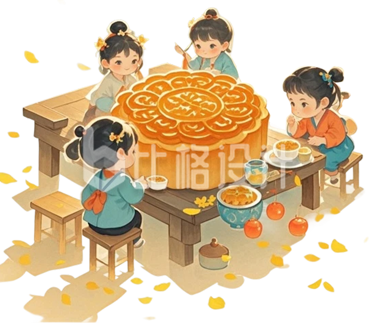 古风人物月饼插画
