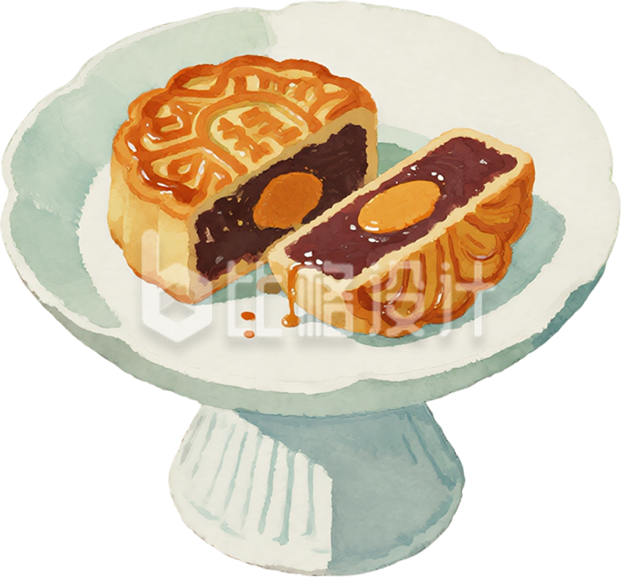 中秋节月饼手绘美食促销