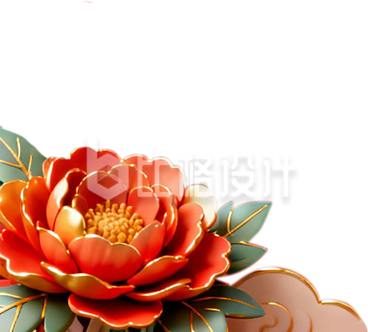红色3D牡丹花