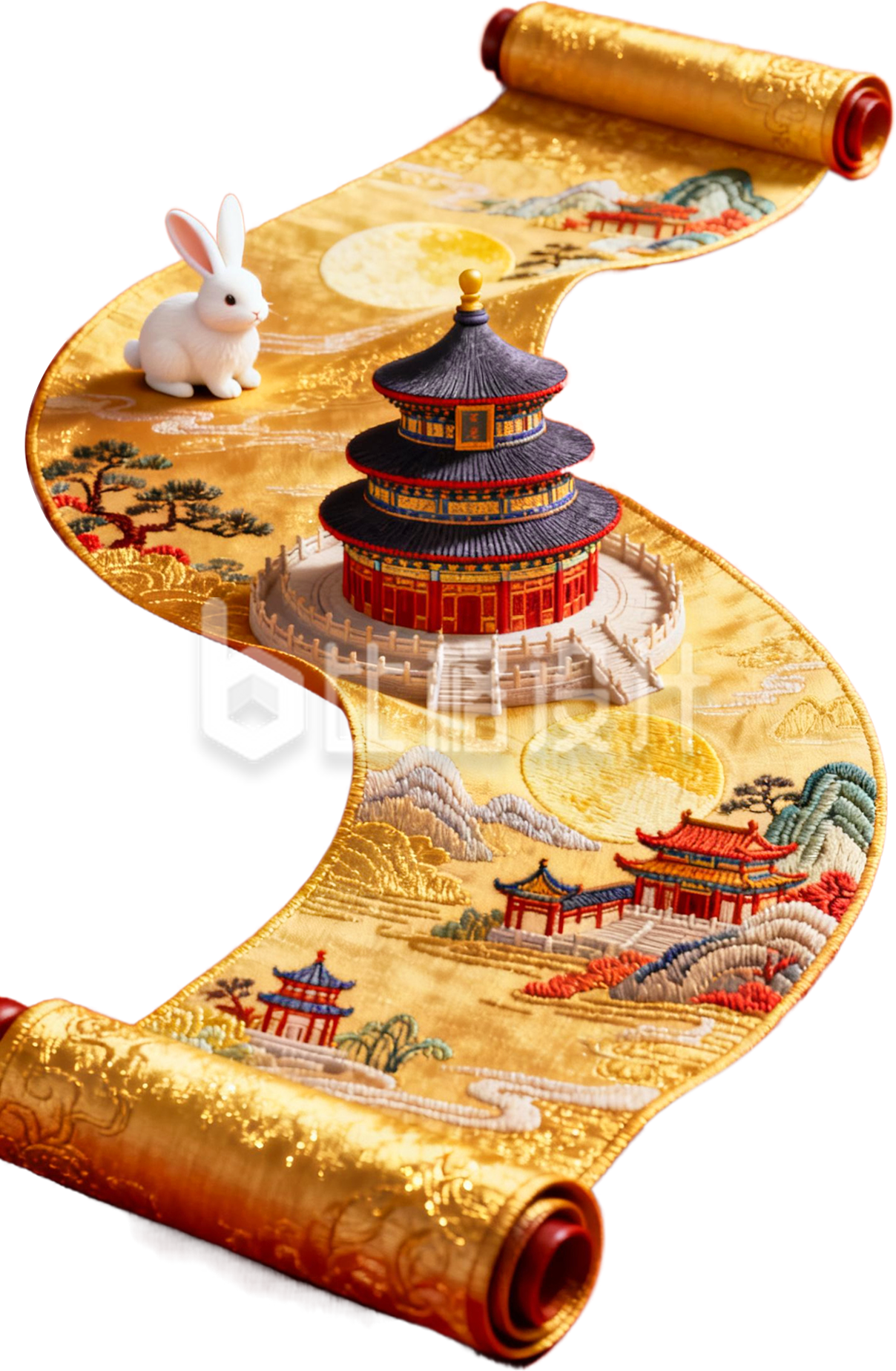 黄色3D创意卷轴