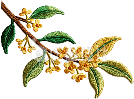 一枝刺绣风桂花树枝
