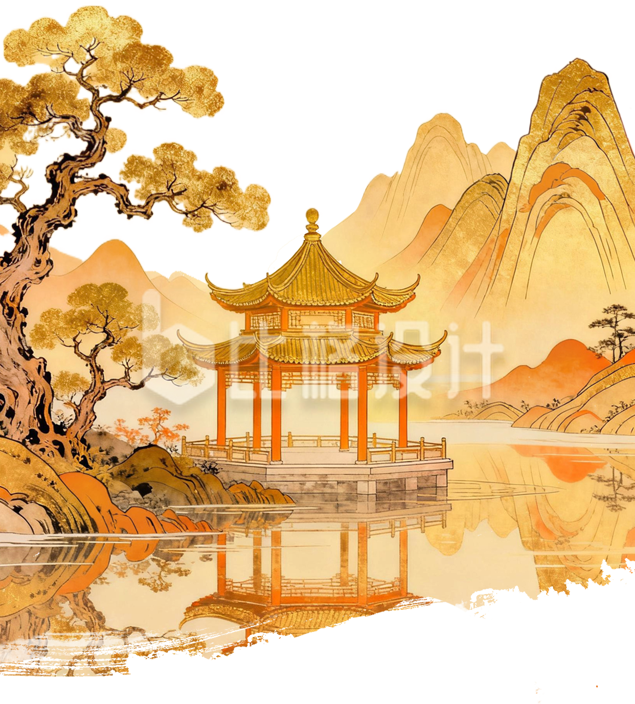金色中国风山水