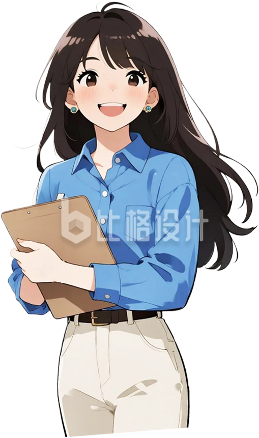 手绘蓝色职场女性