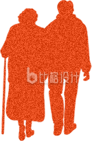 老人背影手绘