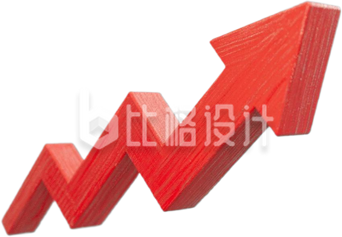 红色3D趋势箭头