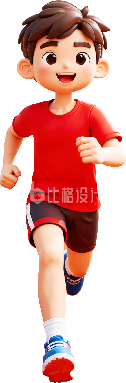 红色3D卡通运动员