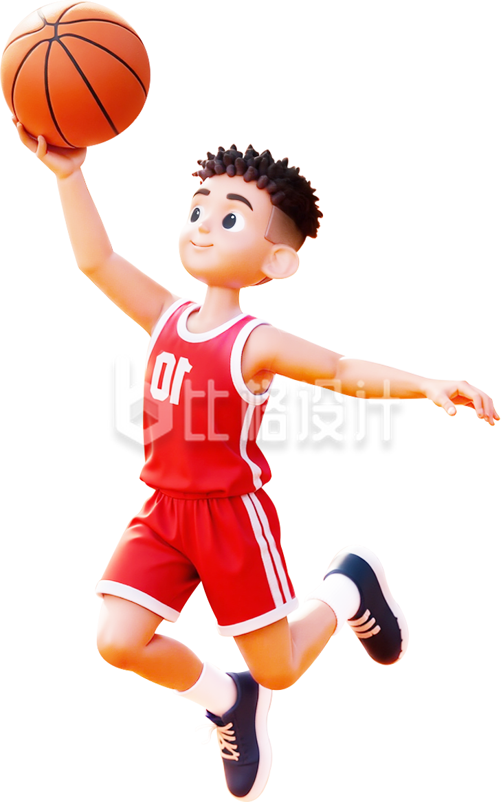 红色卡通运动员