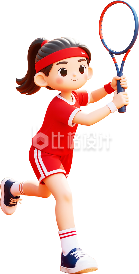 红色卡通运动员
