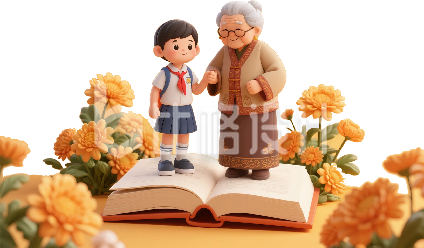 重阳节3D祖孙