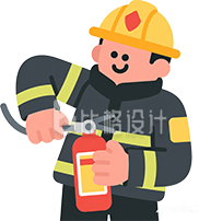 消防员灭火器手绘
