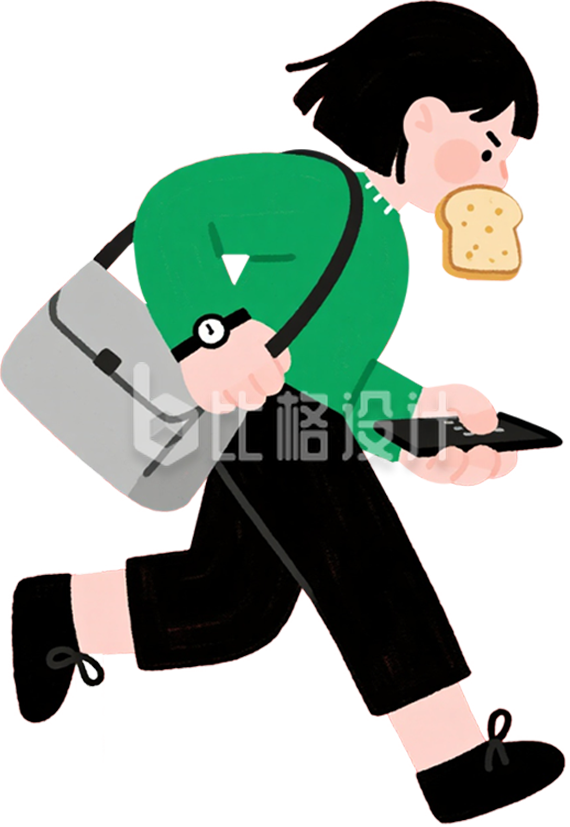 跑步上班女孩手绘
