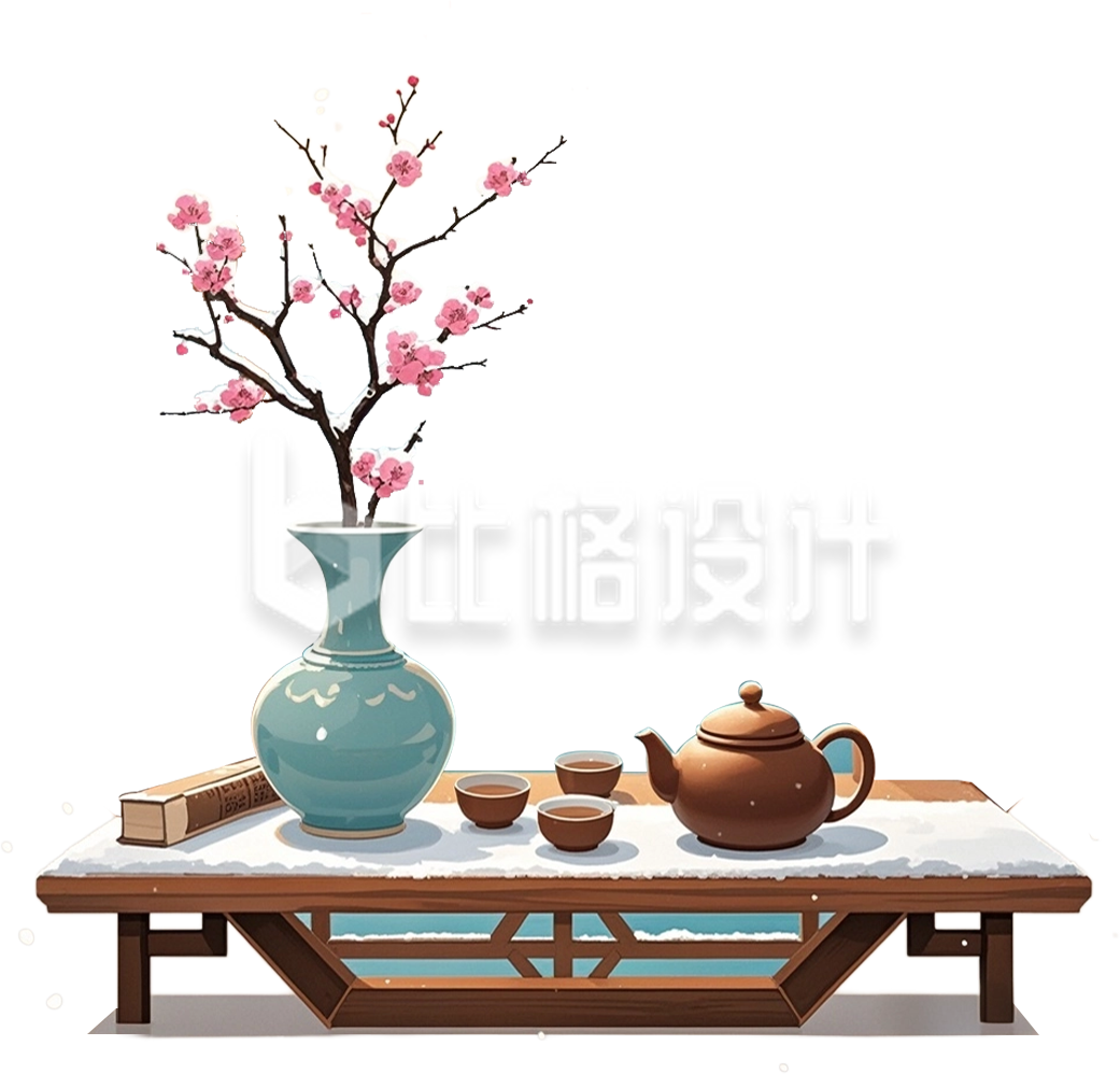 中国风喝茶场景插画