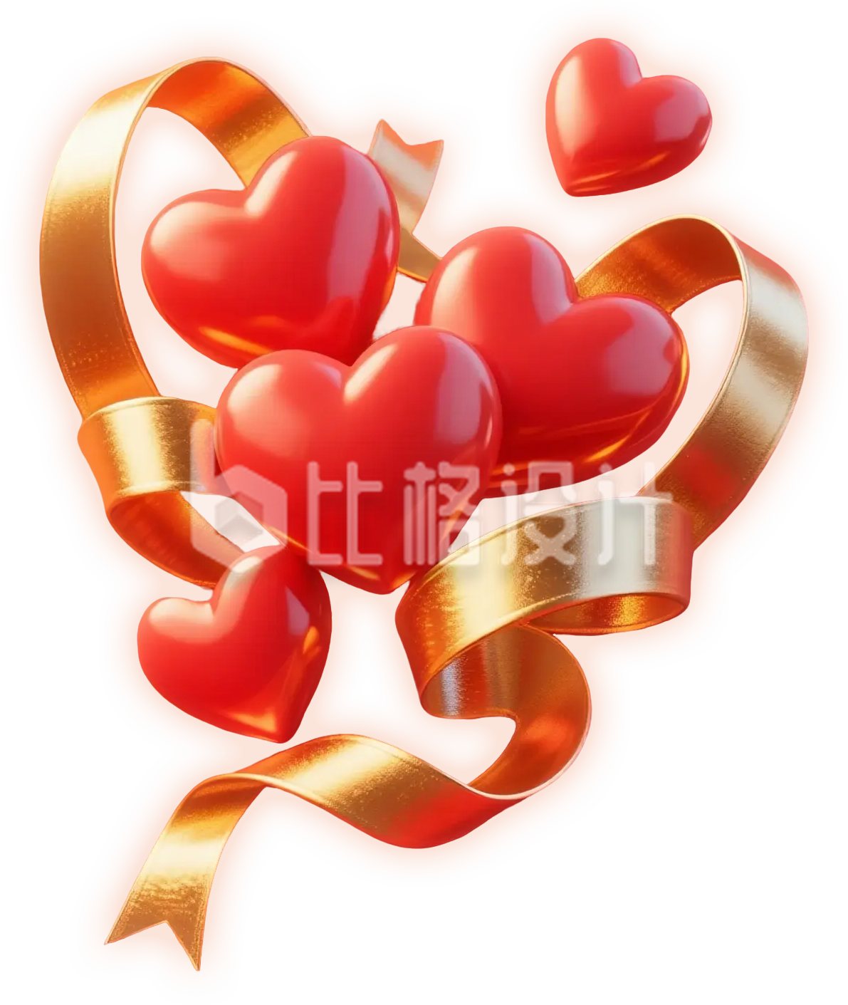 3D爱心气球丝带