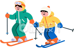 手绘儿童滑雪