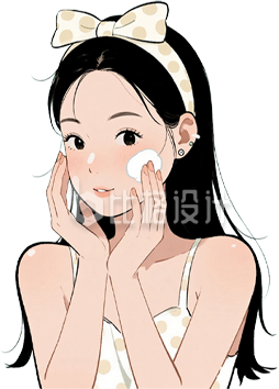 手绘女孩护肤