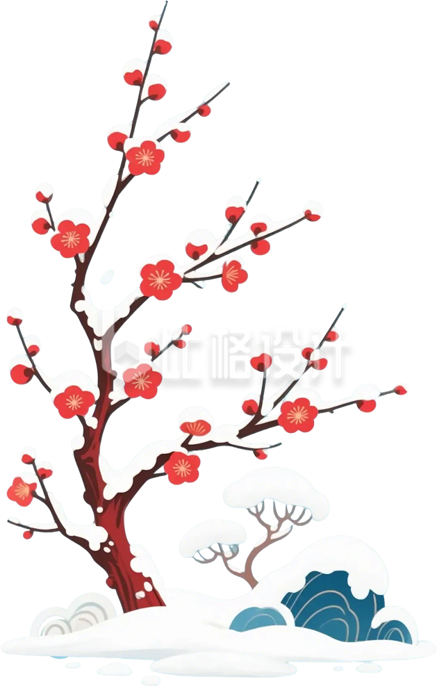 覆雪红梅