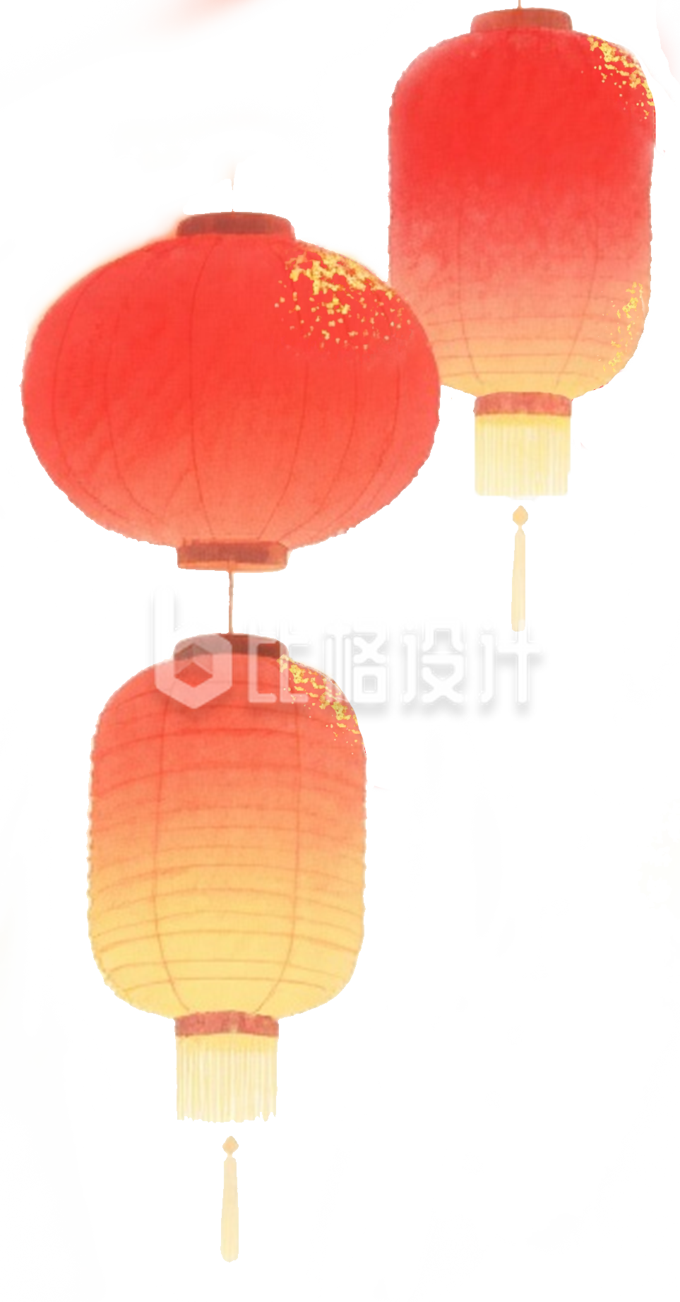 手绘水墨灯笼插画