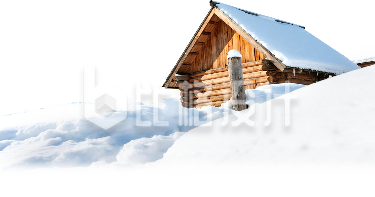 房屋冬季雪景免抠图片