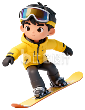 3D男孩滑雪