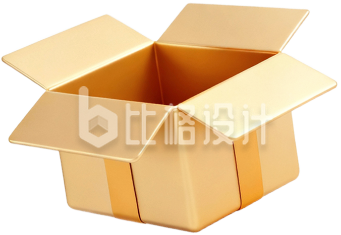 3D金色打开的盒子
