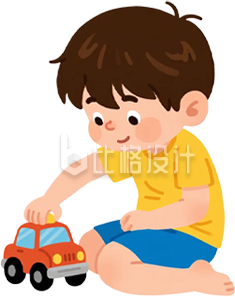 手绘男孩玩玩具车