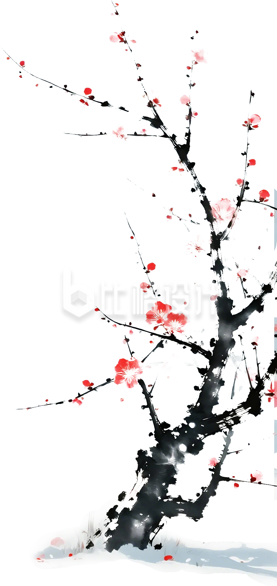 手绘水墨梅花