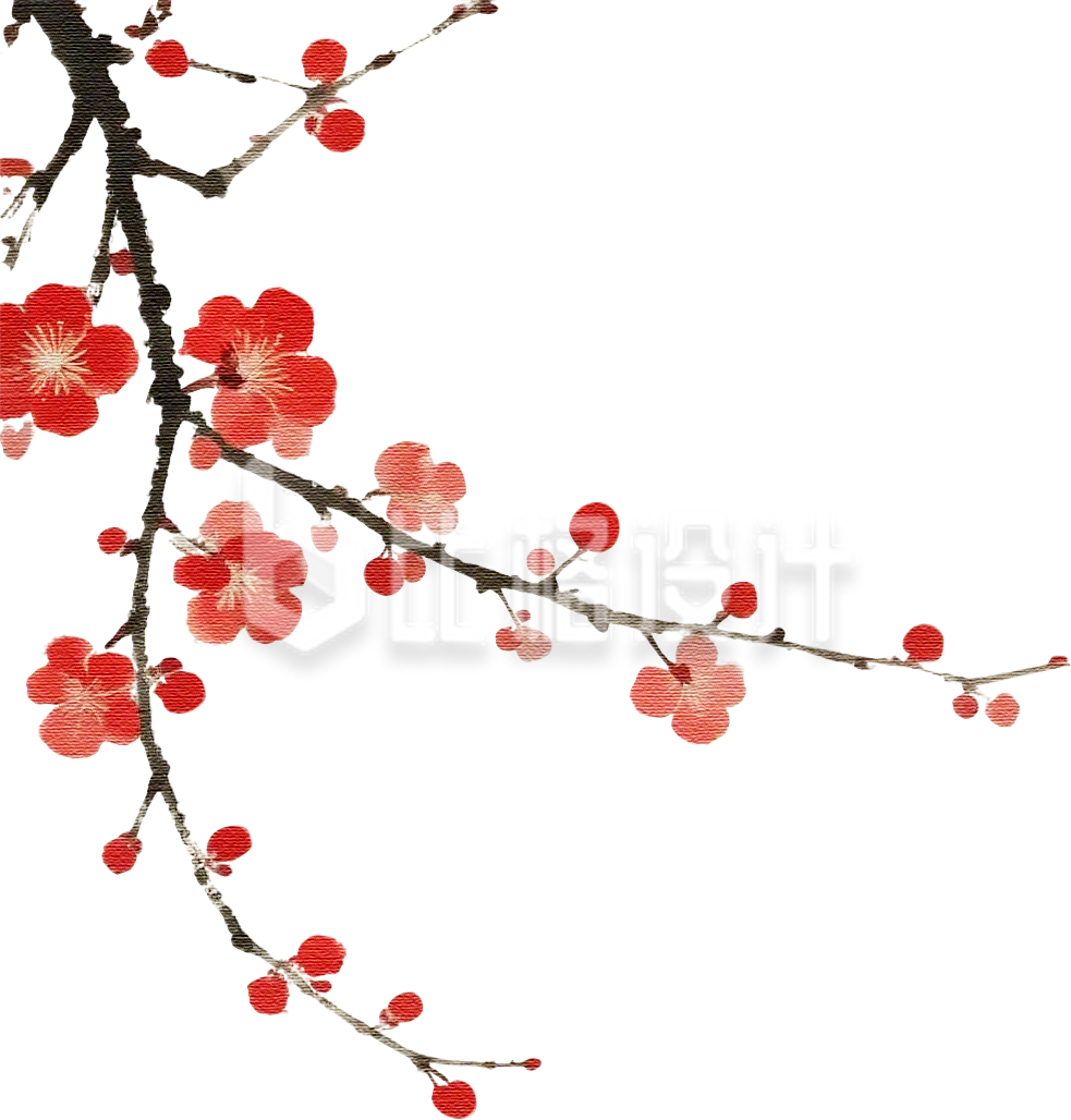 手绘一枝红梅
