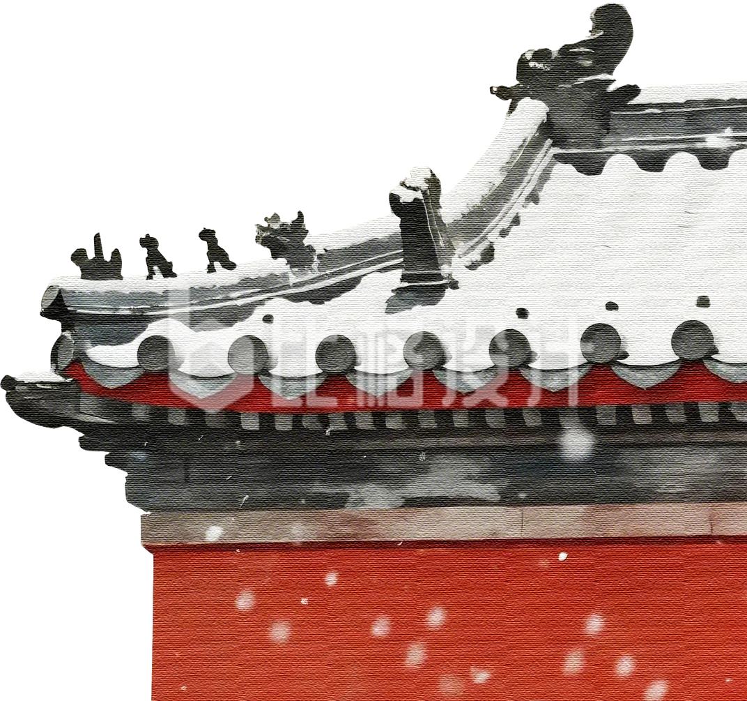 手绘古风红墙