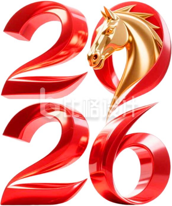 3D立体马年2026艺术字