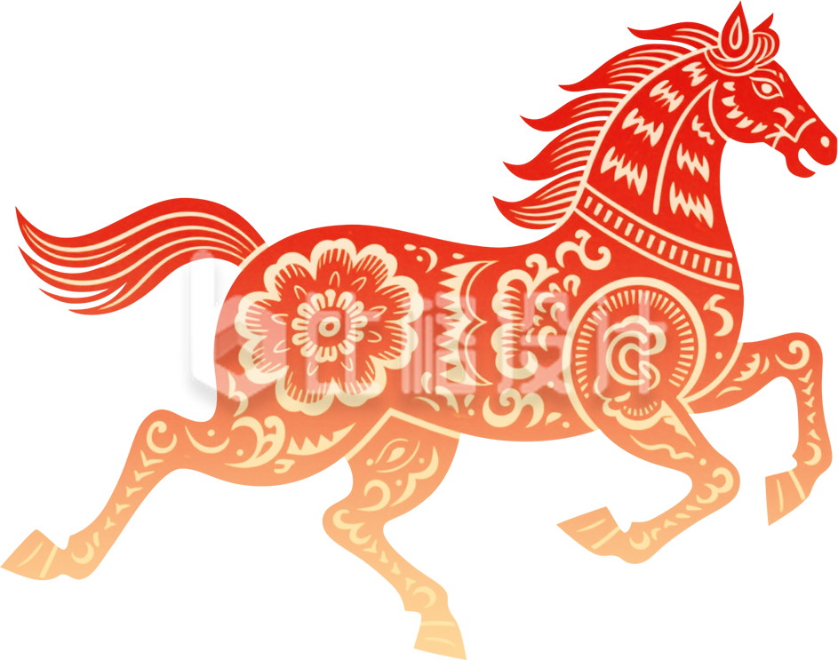 马剪纸风手绘插画
