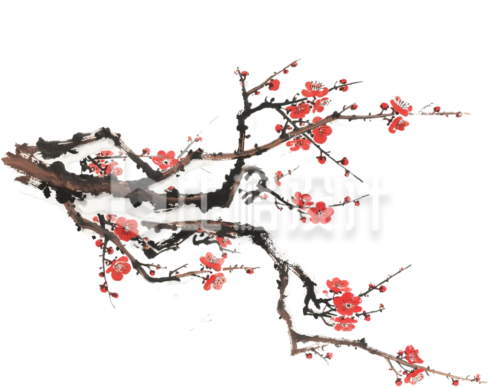 手绘梅花树枝