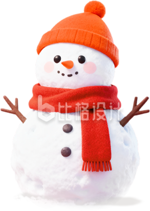 3D红围巾雪人